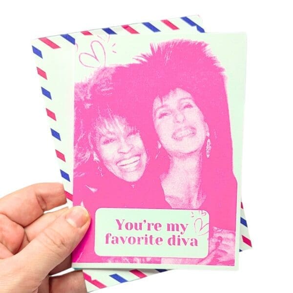 tina turner and cher greeting card w envelope